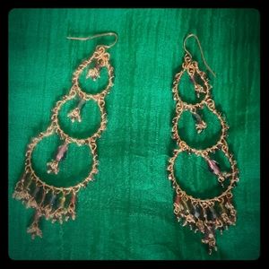 Gold Three Blessing Earrings